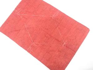 未使用品　横段に更紗模様織り出し　紬　名古屋帯